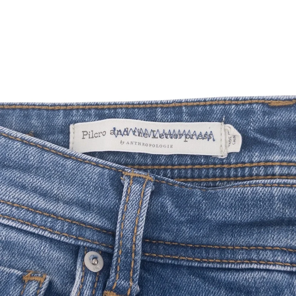 Anthropologie Pilcro Women's Size 27 Slim Straight Jeans Blue Raw Hem 25